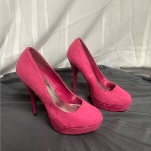 Pink High Heeled Shoes with Classic Pump Style and Stiletto Heel